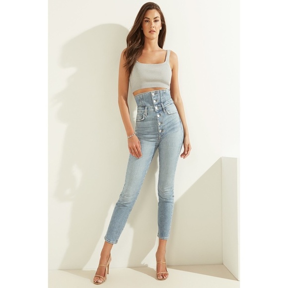 New GUESS IT GIRL HIGH WAIST RISER DENIM Jeans SZ 27 - Picture 7 of 10